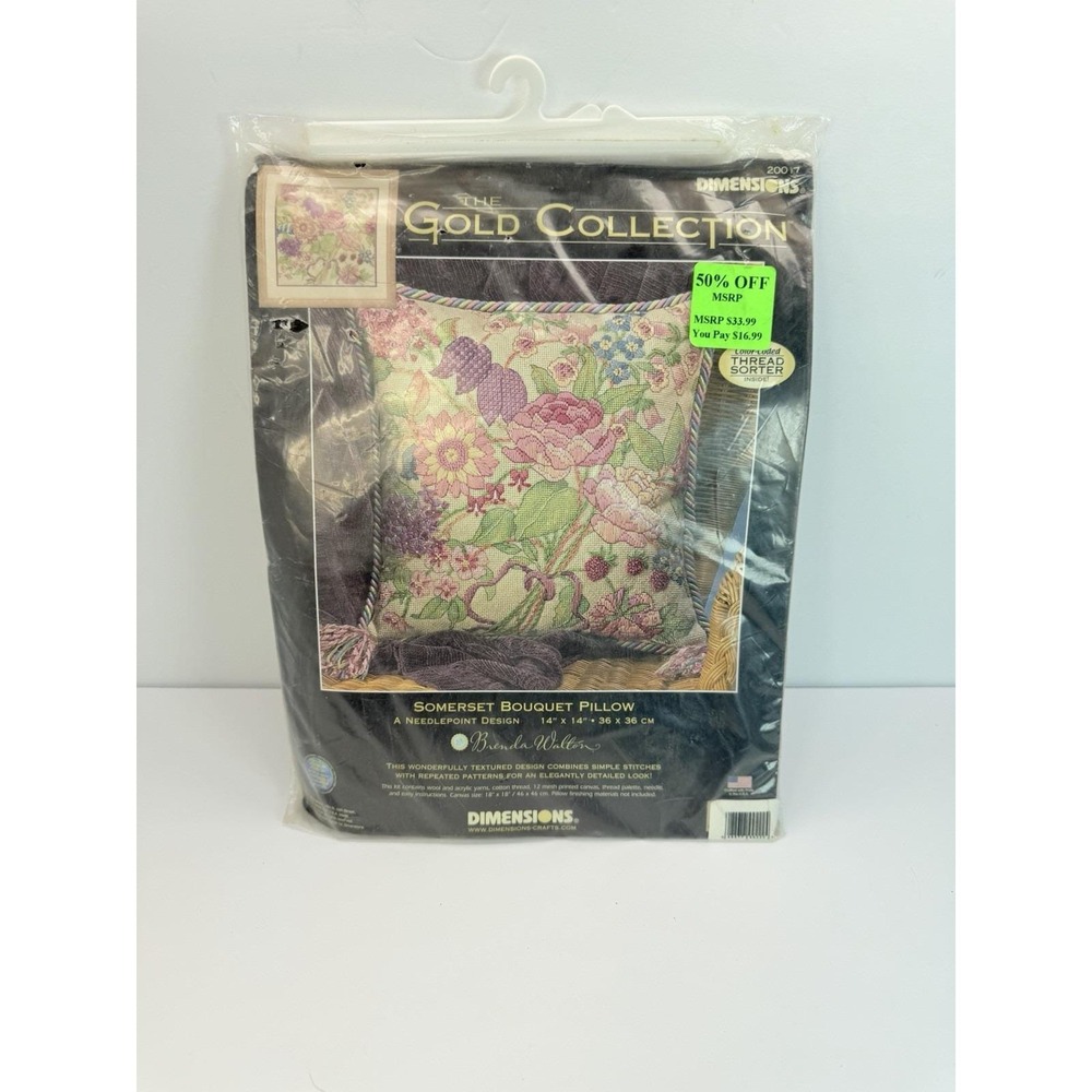 Dimensions Gold Collection Somerset Bouquet Pillow Needlepoint Kit 20017 Sealed